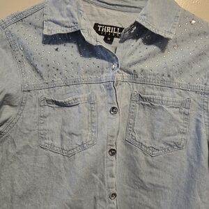Thrill Jeans Light Wash Studded Denim Shirt